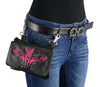 Milwaukee Leather MP8851 Women's Black and Pink Leather Multi Pocket Belt Bag