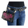 Milwaukee Leather MP8852 Women's Black and Pink Leather Multi Pocket Belt Bag