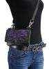 Milwaukee Leather MP8852 Women's Black and Purple Leather Multi Pocket Belt Bag