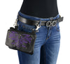 Milwaukee Leather MP8852 Women's Black and Purple Leather Multi Pocket Belt Bag