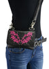 Milwaukee Leather MP8853 Women's 'Flower' Black and Pink Leather Multi Pocket Belt Bag