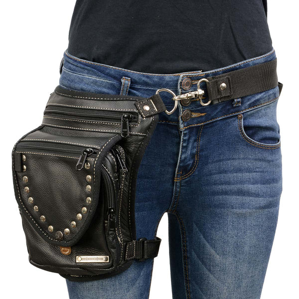 Milwaukee Leather MP8882 Black Conceal and Carry Leather Thigh Bag with ...