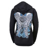 Milwaukee Leather MPLH228001 Women's 'Angel Roses' Zip Up Hooded Black Sweat Shirt - Medium