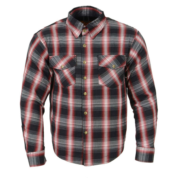 Milwaukee Leather MPM1653 Men's Plaid Flannel Biker Shirt with CE ...