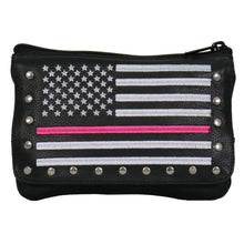 Hot Leathers CPE2102 Embroidered Clip Pouch Purse with Pink Line American Flag