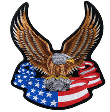 PATCH EAGLE BANNER W/ M 10"-PPA1097 : 10W 12H - HighwayLeather