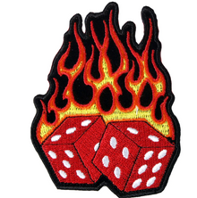 PATCH FLAMING DICE-PPA1212 : 3W 4H - HighwayLeather