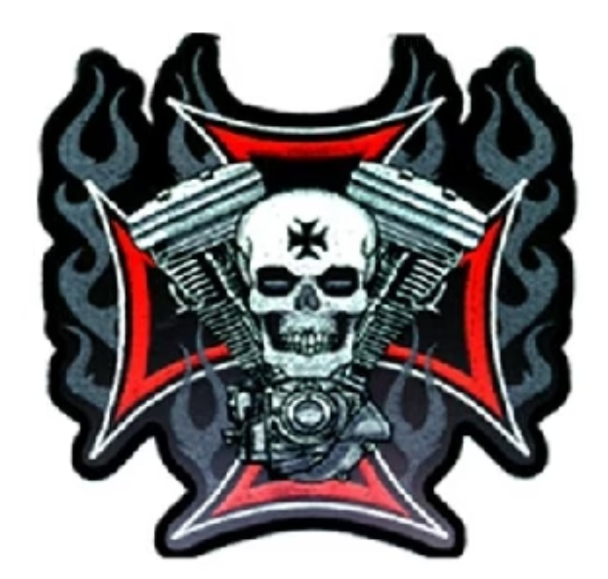 PATCH CROSS MOTOR & SKULL 4"-PPA1830 : 4W 4H - HighwayLeather