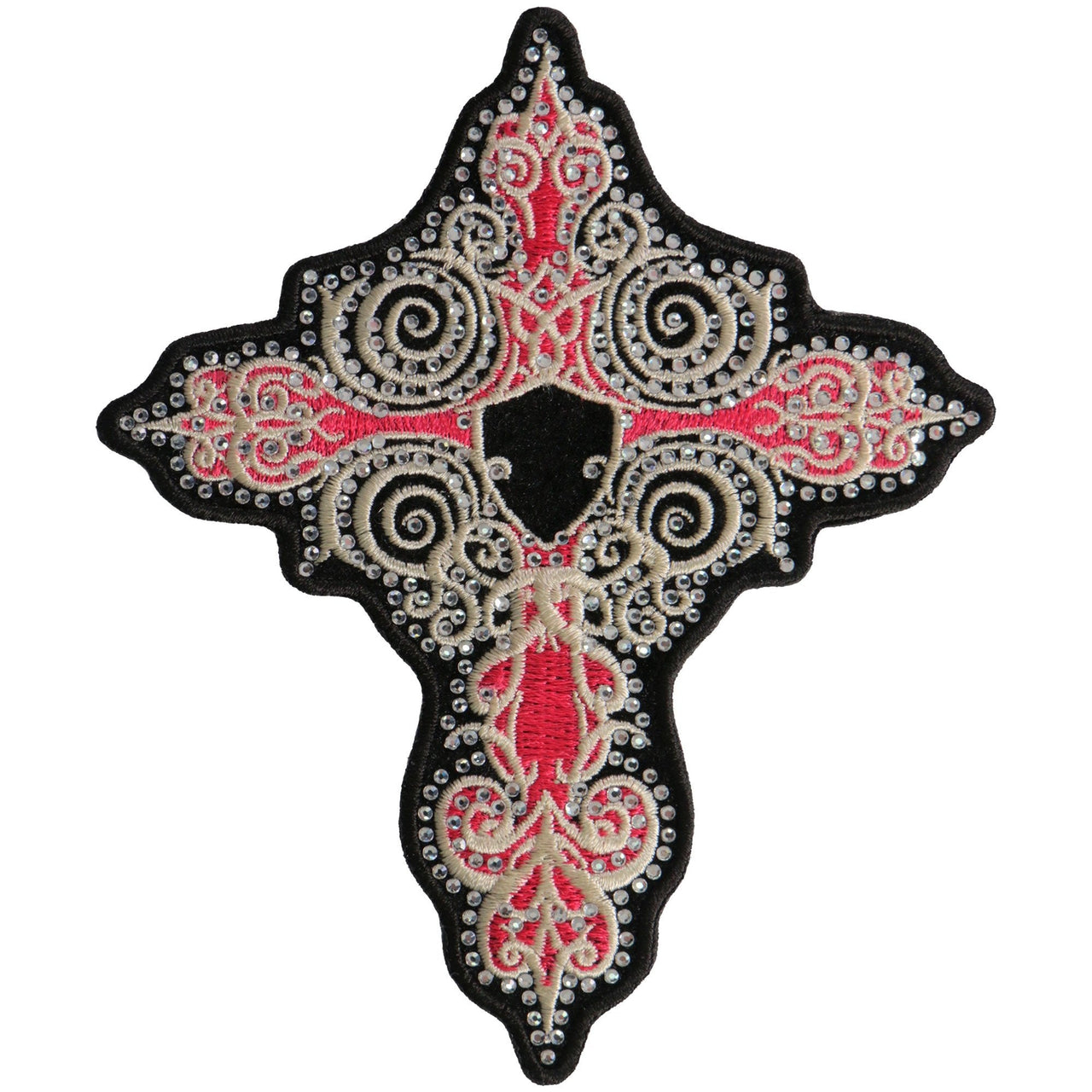 Hot Leathers PPC3265 5 Inch Rhinestone Pink Cross Patch