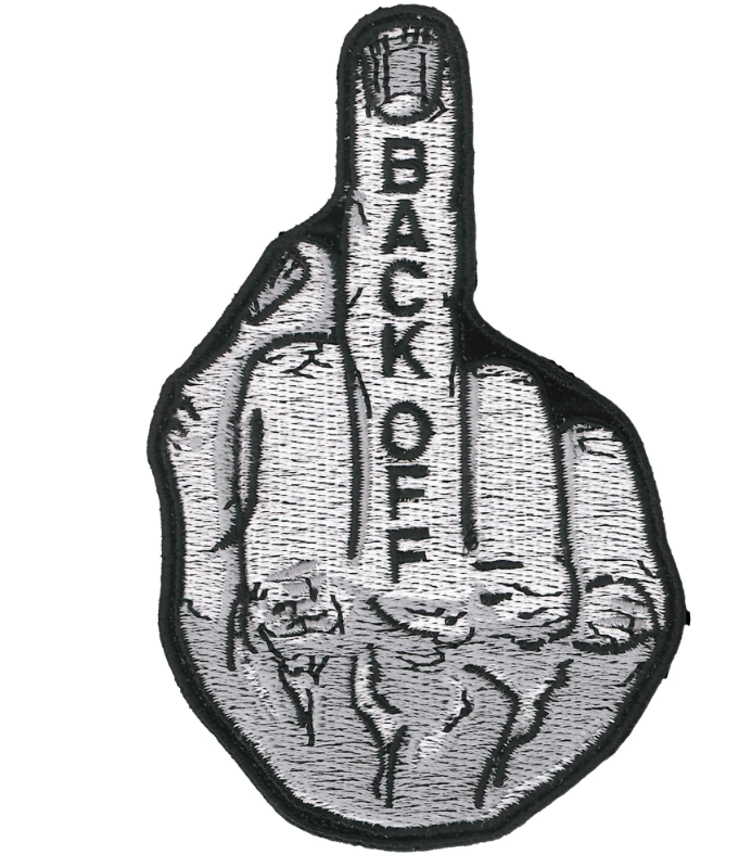 PATCH MIDDLE FINGER BACK OFF 4-PPQ1010 : 2.5"X4" - HighwayLeather