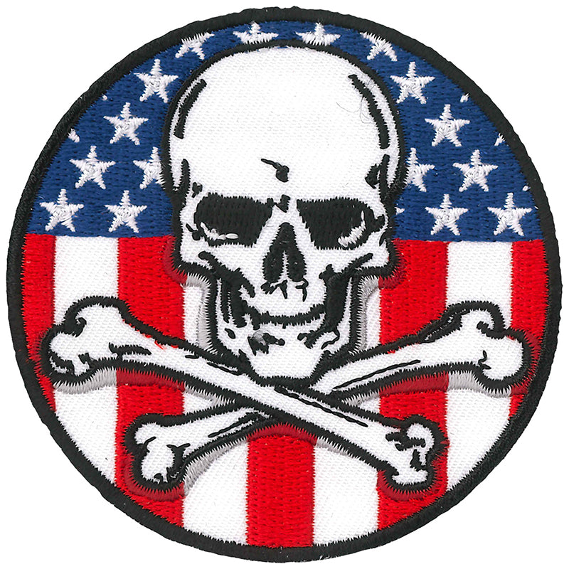 Hot Leathers PPQ1090 Flag Skull Circle 3" Patch