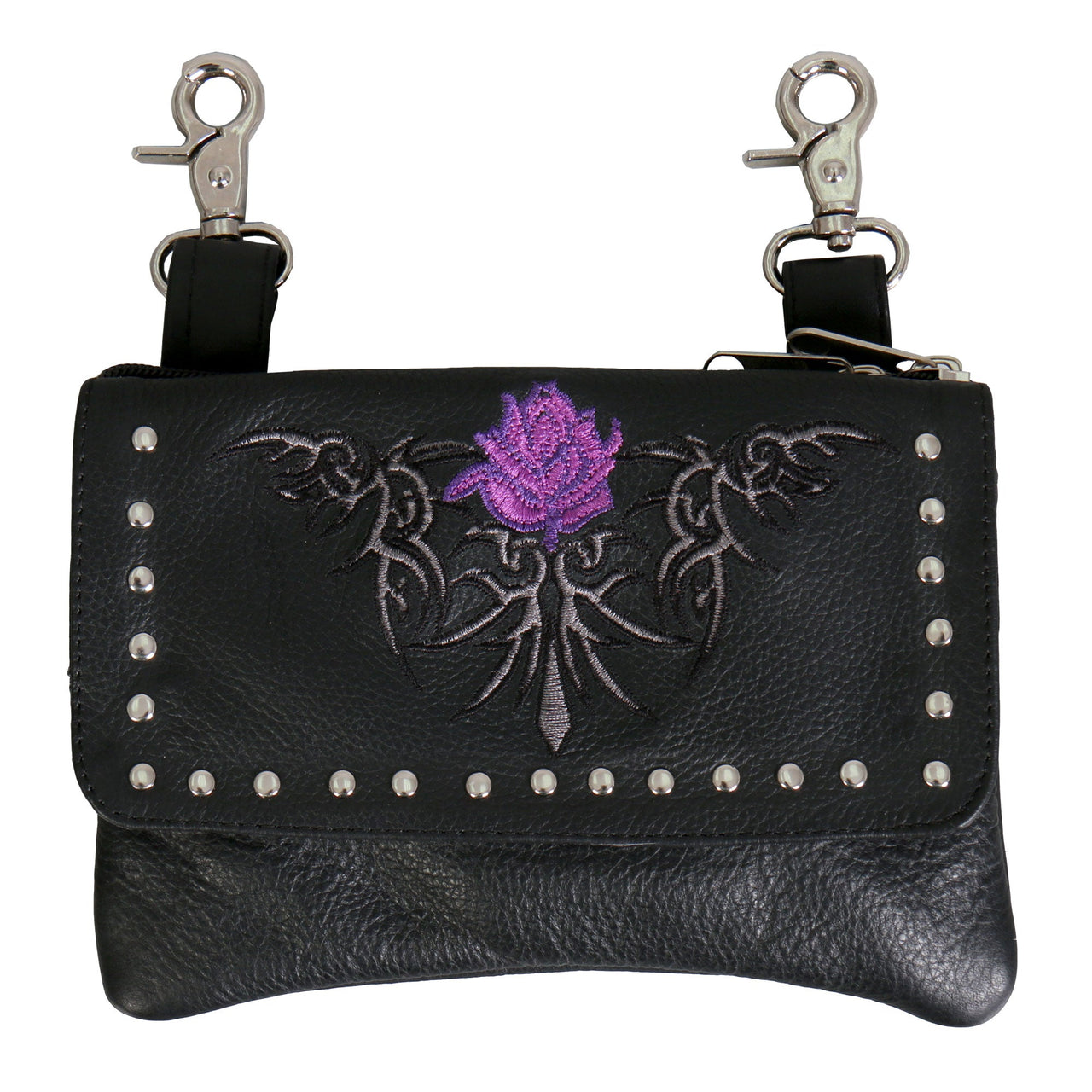 Hot Leathers CPE2008 Clip Pouch Purple Flower-8â€x5â€x1â€