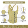 HL14077TAN TAN Corset Real Leather Steel Boned Strap Lacing Bustier - HighwayLeather