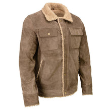 Milwaukee Leather Vintage SFM1811 Men's Classic Taupe Suede Leather Fashion Coat Jacket w/ Plush Sherpa Inside Lining