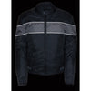 NexGen SH212101 Men's Black Textile Moto Jacket with Grey Reflective Striping