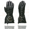 Milwaukee Leather Men's Gauntlet Motorcycle Hand Gloves-Black Leather Thermal Lined with Conchos on Cuff- SH238