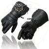 Milwaukee Leather Men's Gauntlet Motorcycle Hand Gloves-Black Leather Thermal Lined with Conchos on Cuff- SH238