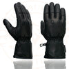 Milwaukee Leather Men's Black Gauntlet Motorcycle Hand Gloves-Black Soft Leather Waterproof Sinch Wrist Closure-SH293