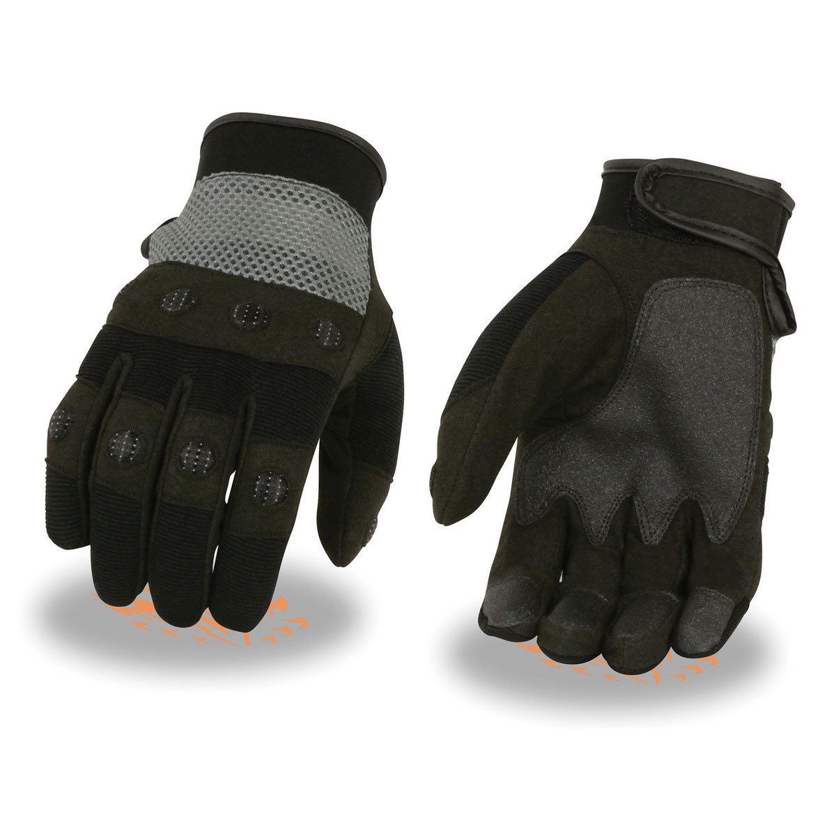 Milwaukee Leather SH76101GREY Men's Black and Grey Textile Mesh Motorcycle  Mechanics Hand Gloves W/ Amara Cloth Bottom