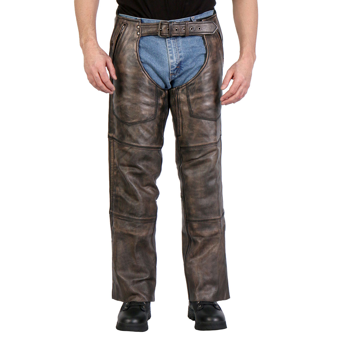 Brown sold leather chaps