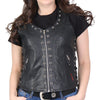 Hot Leathers VSL1009 Ladies Black Lambskin Vest with Grommet Accents