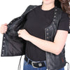 Hot Leathers VSL1009 Ladies Black Lambskin Vest with Grommet Accents