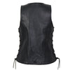 Hot Leathers VSL1013 Ladies Black Leather Side Lace Zip-Up Vest