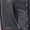 Hot Leathers VSL1019 Ladies 'Red Rose' Lined Black Leather MC Vest