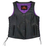 Hot Leathers VSL2001 Ladies Black 'Fleur De Lis Cross' Leather Vest