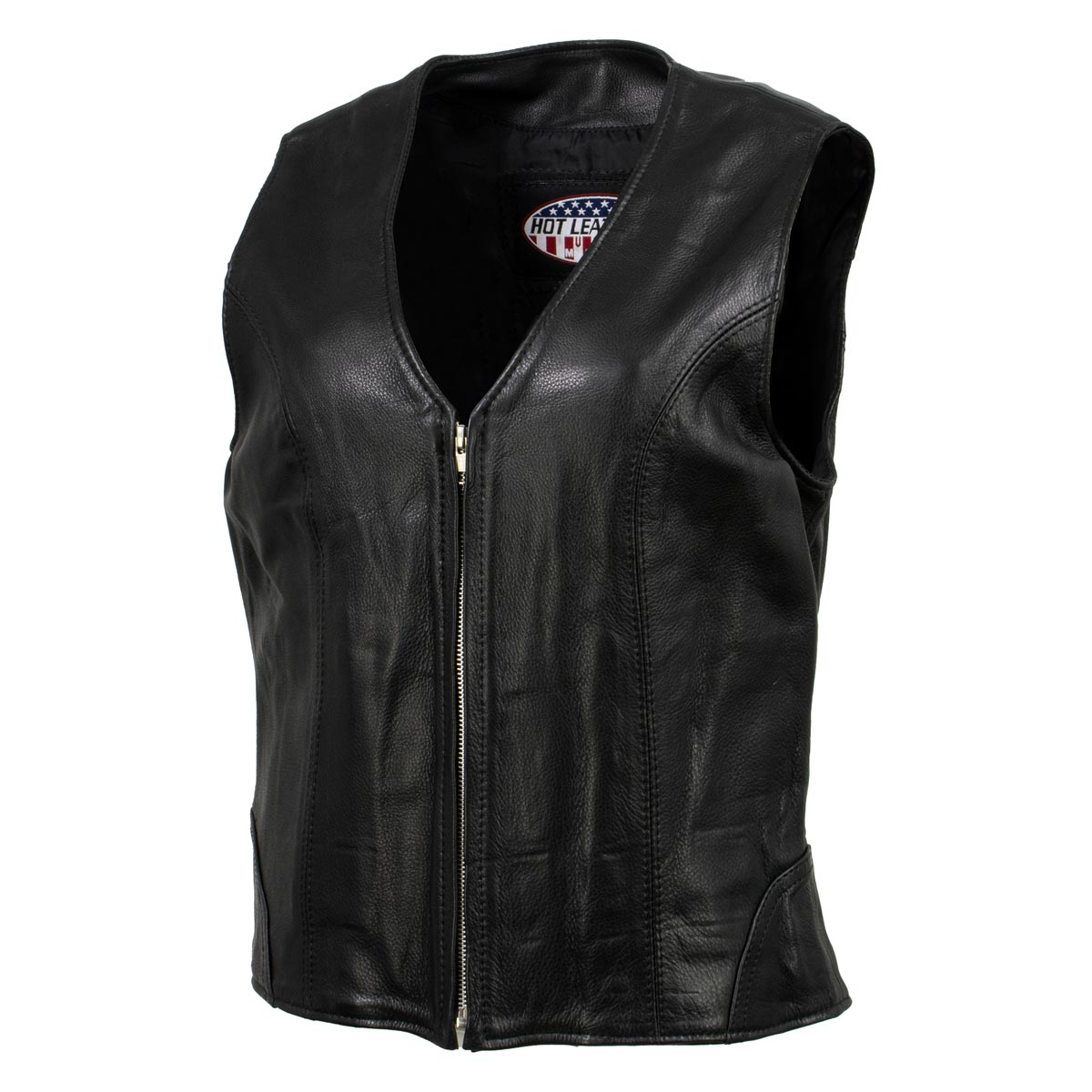 Hot Leathers Vsl5003 Usa Made Womens Speed Queen Black Leather Vest With Front Zipper 7846