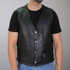 Hot Leathers VSM1061 Men's Black 'Skulls Make Skulls' Conceal and Carry Side Lace Leather Vest