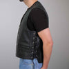 Hot Leathers VSM1061 Men's Black 'Skulls Make Skulls' Conceal and Carry Side Lace Leather Vest