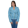 Milwaukee Leather SFL2840 Women's Maiden Aqua Premium Sheepskin Motorcycle Fashion Leather Jacket with Studs