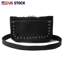 "HL80151STUD Women's Black Studded Hip Bag – Trendy & Edgy Accessory" - HighwayLeather