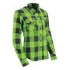 NexGen MNG21606 Women's Casual Lime Green and  Black Long Sleeve Cotton Casual Flannel Shirt