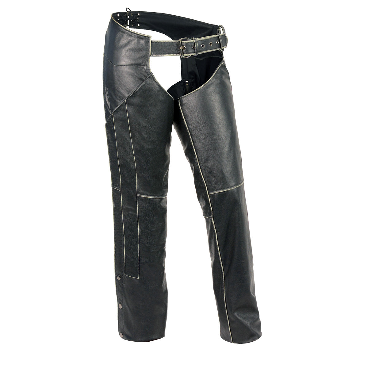 Milwaukee Leather MLL6516 Women's Classic Black Rub-Off Low Rise Premium Leather Chaps