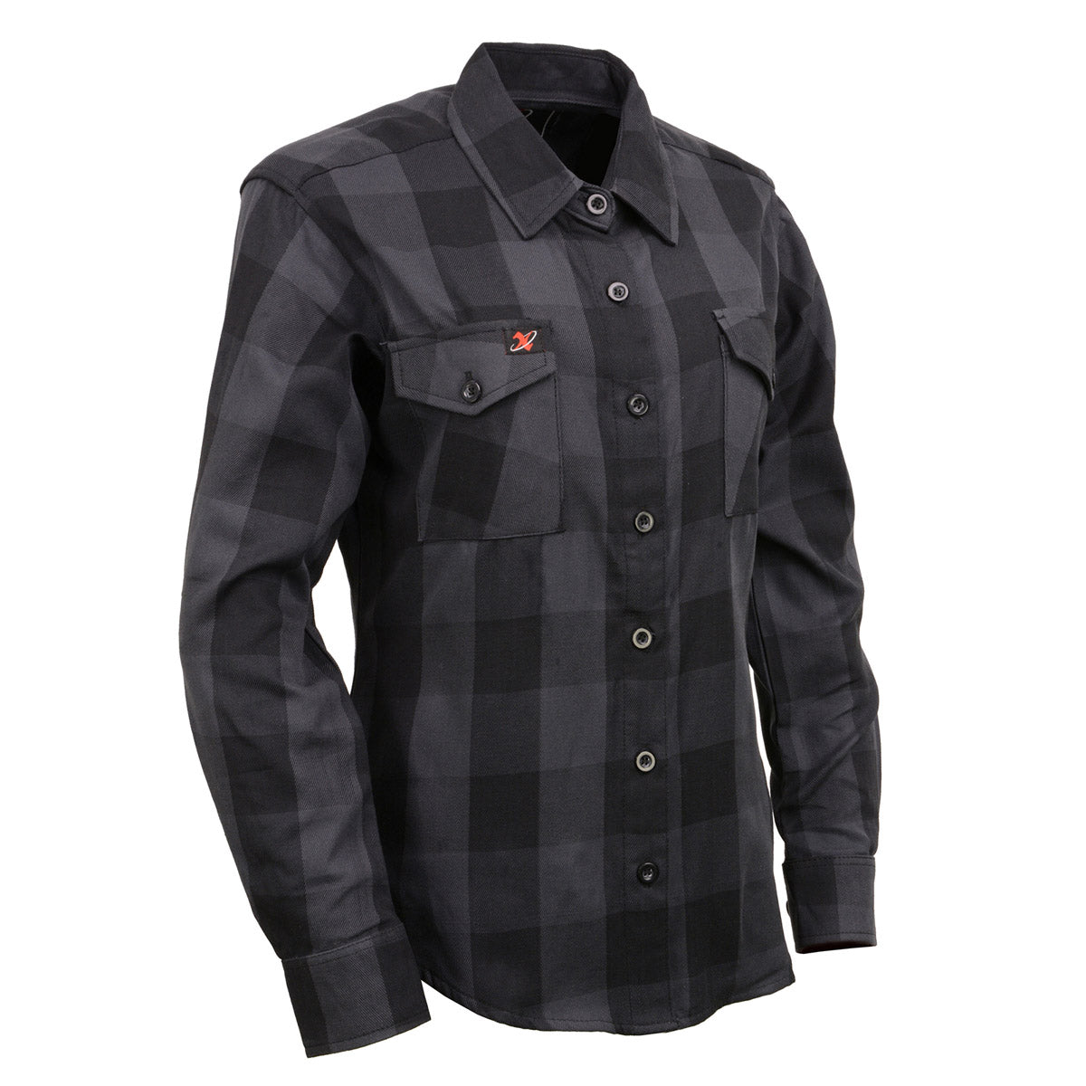 NexGen MNG21608 Women's Casual Dark Gray and Black Long Sleeve Cotton Casual Flannel Shirt