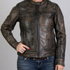 Hot Leathers JKL1024 Women's Distressed Brown Leather Jacket with Conceal and Carry Pockets