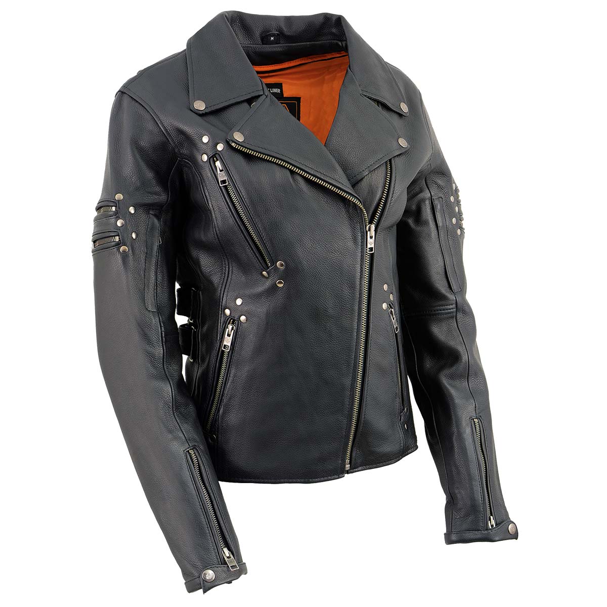 Milwaukee Leather MLL2585 Women's Black Motorcycle Premium Leather Jacket with Rivets