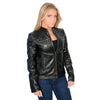 Milwaukee Leather SFL2800 Women's 'Racer' Black Stand Up Collar Motorcycle Fashion Leather Jacket