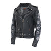 Hot Leathers JKL2002 Women's Black 'Rose Embroidered' Motorcycle Style Leather Jacket