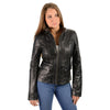 Milwaukee Leather SFL2825 Women's Snap Collar Black Lambskin Leather Jacket