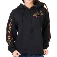 Hot Leathers SPL4848 Women's Black 2023 Sturgis Rose Wings Hoodie