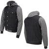 Xelement XS13051 Men's Black Denim Club Style '2-in-1' Motorcycle Vest w/ Removable Hoodie