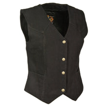 Ladies Plain Side 3 Snap Front Denim Vest - HighwayLeather