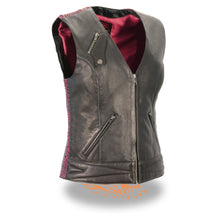 Ladies Lightweight Snap Front Vest w/ Crinkle Detailing - HighwayLeather