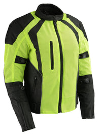 Ladies High Visibility Mesh Racer Jacket w/ Reflective Piping - HighwayLeather