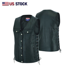 Men Side Lace Leather Style Biker Motorcycle Leather Vest Gun Pockets Carry Arms #11360SPT - HighwayLeather