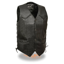 Men's Classic Side Lace Biker Vest w/ Braiding - HighwayLeather