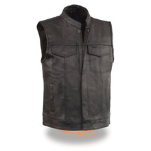 Men's Open Neck Snap/Zip Front Club Style Vest - HighwayLeather